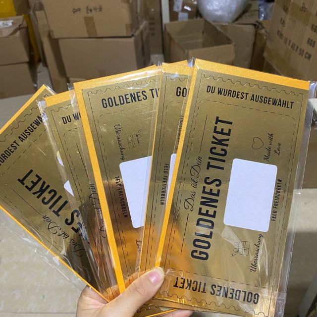 Event Raffle Surprise Scratch Greeting Card Golden Ticket