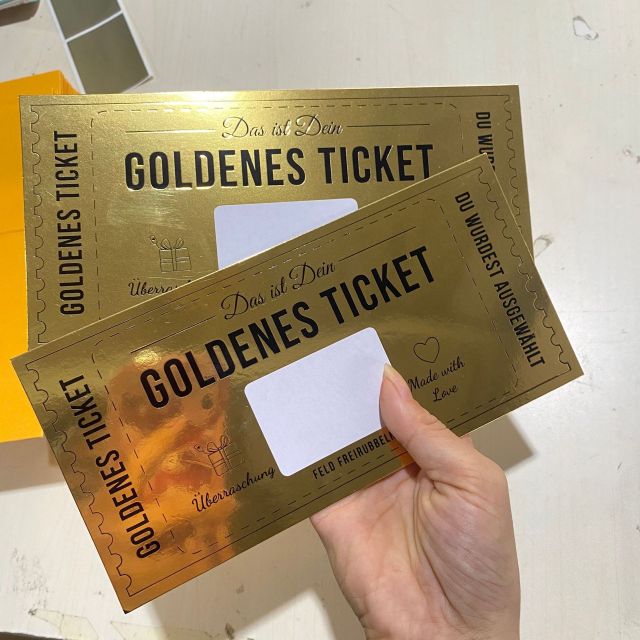 Event Raffle Surprise Scratch Greeting Card Golden Ticket