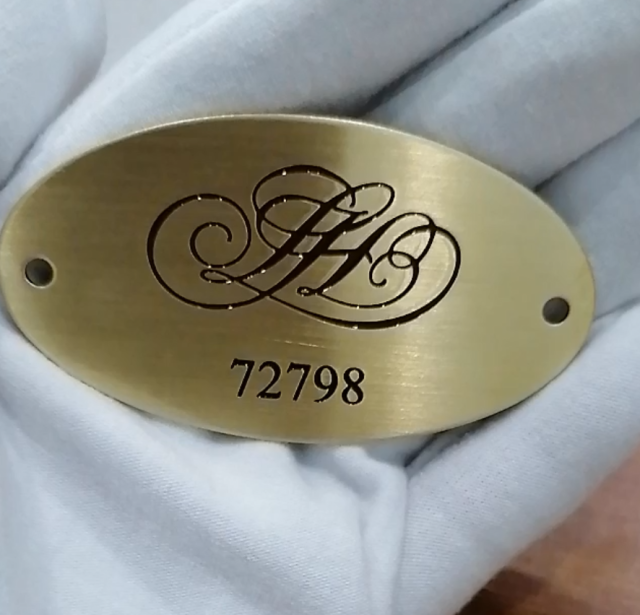 3" W x 1" H Personalized Etched Gold Name Label Art Tag