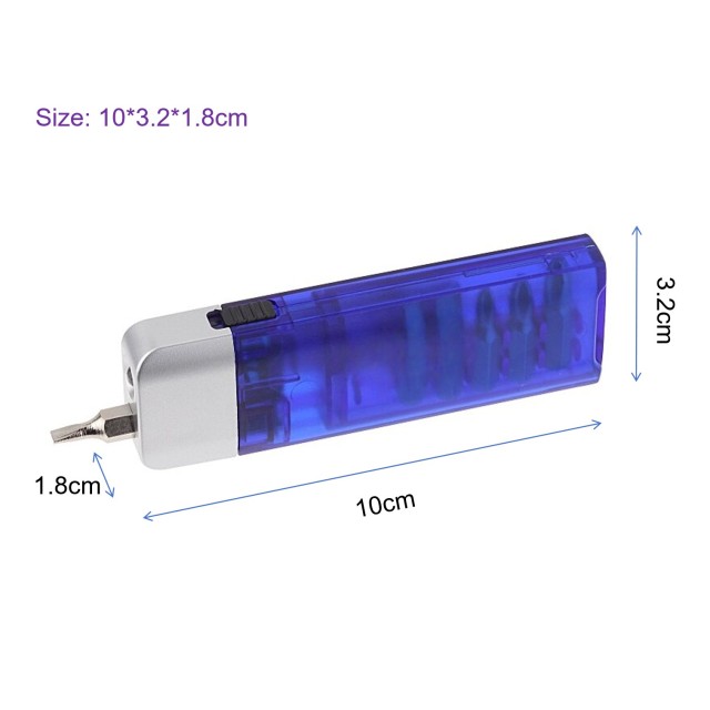 6pcs Magnetic Mini Screwdriver Tools Kit LED Torch Set