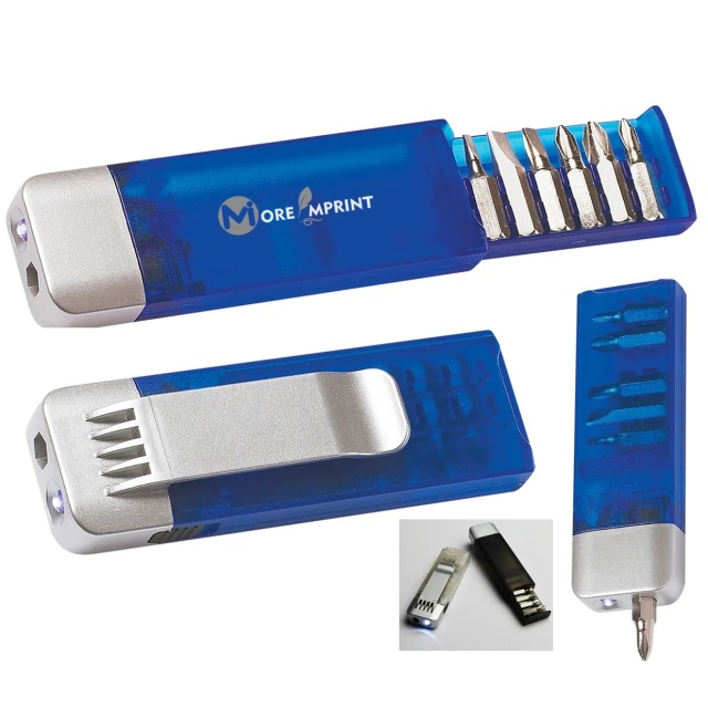 6pcs Magnetic Mini Screwdriver Tools Kit LED Torch Set