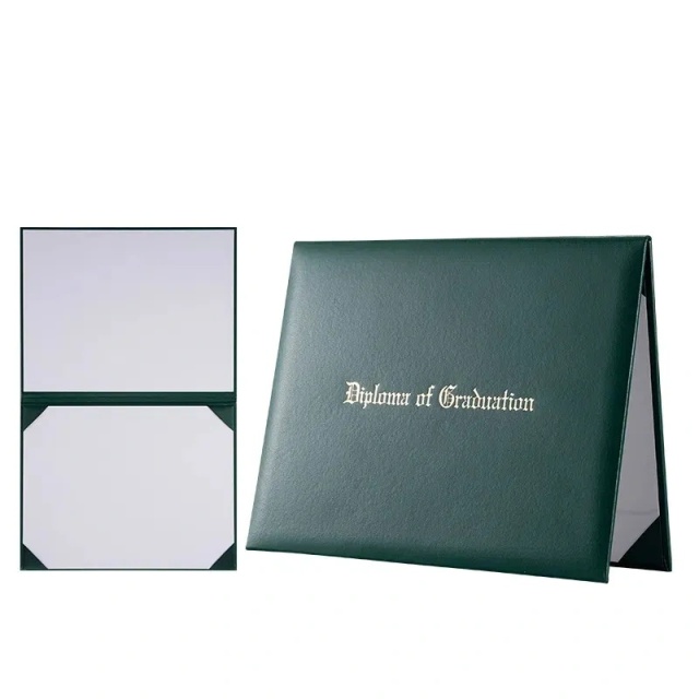 Foil Stamp Leather Diploma Cover PU Certificate Holder