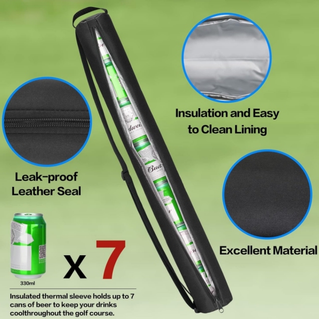 7-Can Insulated Cooler Beer Sleeve for Golf Bag