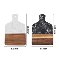 Marble Wood Cutting Board W/ Handle Butcher Chopping Block
