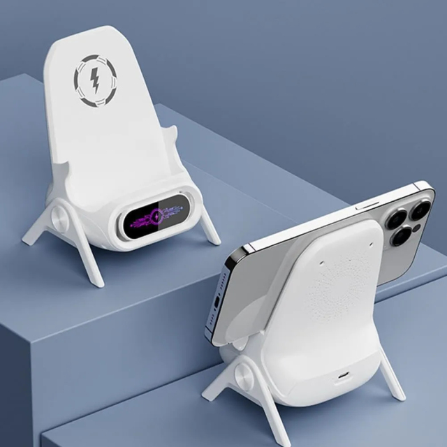Magnetic Mini Chair Wireless Charger Phone Holder W/ Speaker