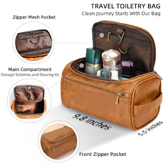 Luxury PU Leather Travel Waterproof Toiletry Cosmetic Bags