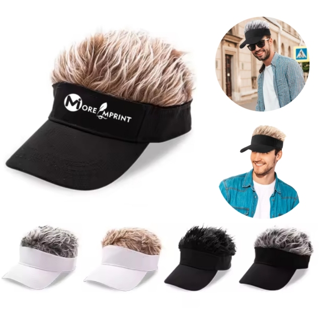 Adjustable Sun Visor Hat with Wig Spiked Hairs Fashion