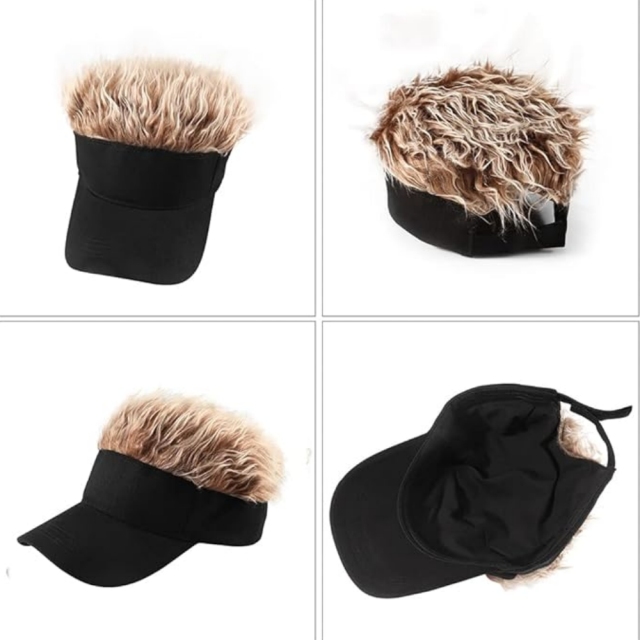 Adjustable Sun Visor Hat with Wig Spiked Hairs Fashion
