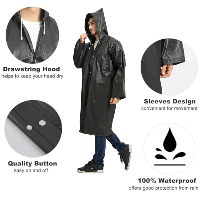 Reusable Waterproof EVA Lightweight Rain Coats Ponchos
