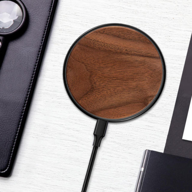 15W QI Certified Bamboo Charging Pads Wood Wireless