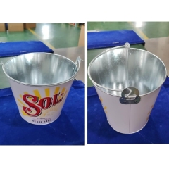 5.28quart Handheld Galvanized Bar Beer Cooling Ice Bucket