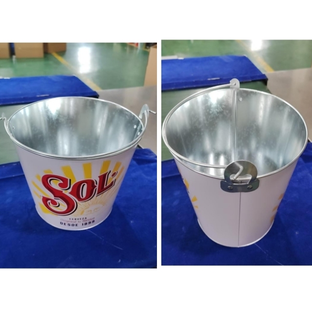 5.28quart Handheld Galvanized Bar Beer Cooling Ice Bucket