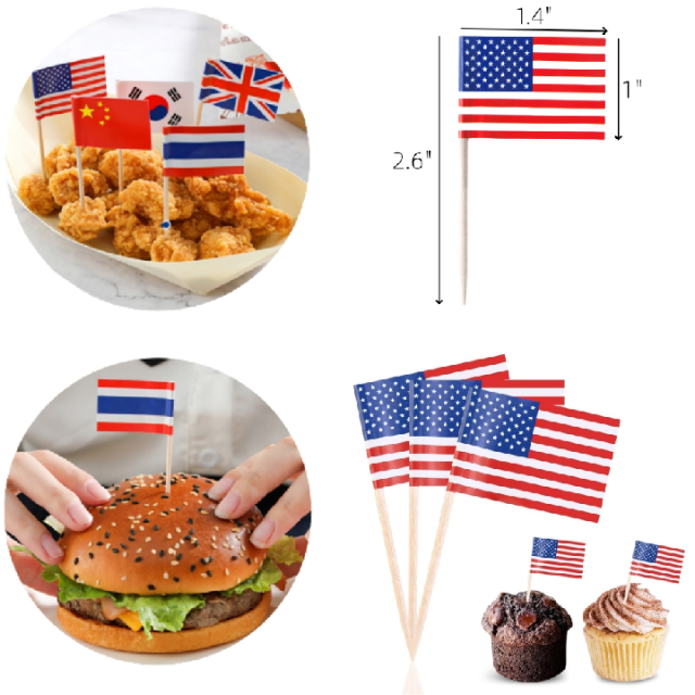Mini Toothpick Flag for Hamburger Cupcakes Toppers