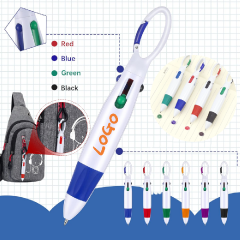 4-in-1 Retractable Rocket Ballpoint Pen with Buckle Keychain
