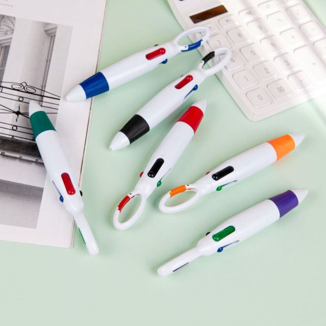 4-in-1 Retractable Rocket Ballpoint Pen with Buckle Keychain