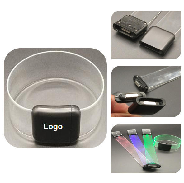 Transparent LED Glow Bracelet Magnetic Stick Wristband