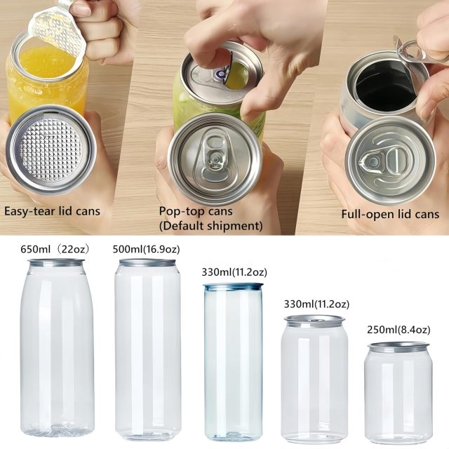 Transparent Juice Bottle Easy Open Lid Plastic Can Clear Disposable Plastic Cup