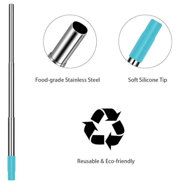 Portable Foldable Metal Telescopic Straw With Aluminum Case