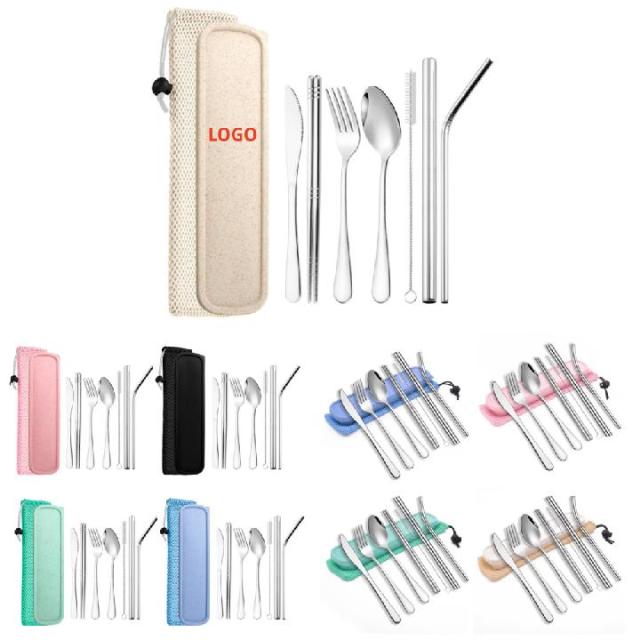 9-Piece Portable Travel Silverware Utensils with Case