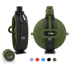 Collapsible Outdoor Sports Compass Silicone Water Bottle