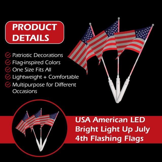 Light Up Country Flags with LED Flashing Poles
