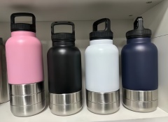 3 In 1 Steel Travel Water Handle Bottle w/ 2 Bowls for Pet