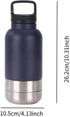 3 In 1 Steel Travel Water Handle Bottle w/ 2 Bowls for Pet