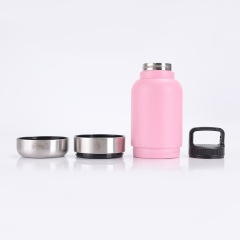 3 In 1 Steel Travel Water Handle Bottle w/ 2 Bowls for Pet