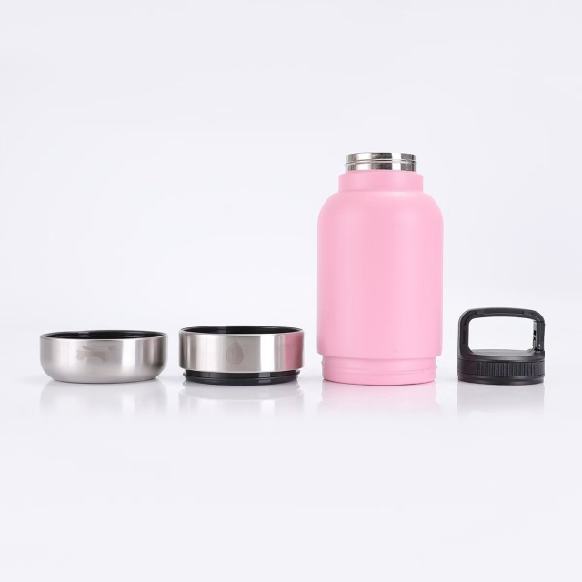 3 In 1 Steel Travel Water Handle Bottle w/ 2 Bowls for Pet