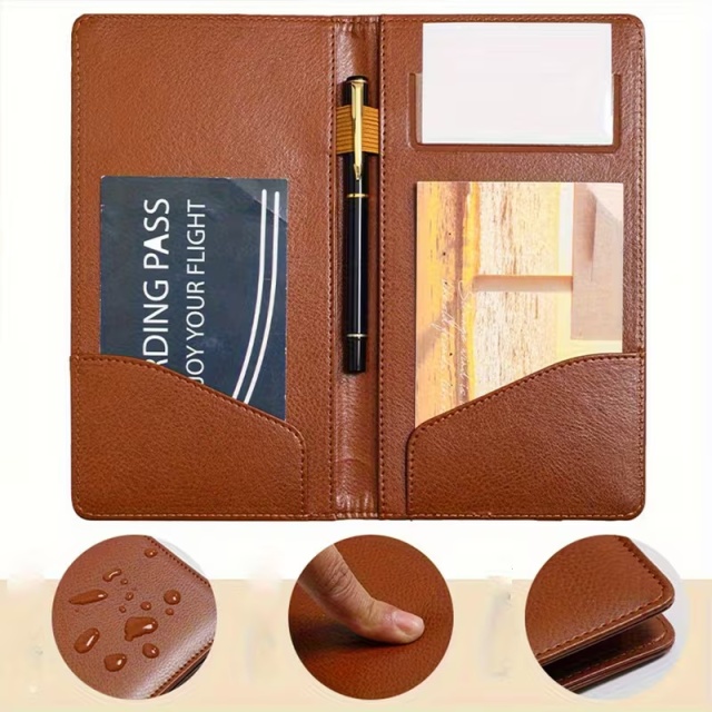 Leather Insurance Check Holder Travel Wallet Passport Cover