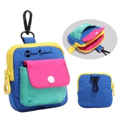 Canvas Zip Wallet Coin Purse Earphones Bag Carabiner Pouch