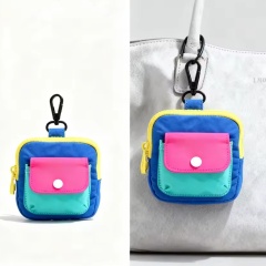 Canvas Zip Wallet Coin Purse Earphones Bag Carabiner Pouch