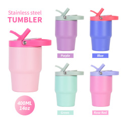 14oz Vacuum Insulated Tumbler Foldable Straw Lid