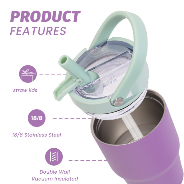 14oz Vacuum Insulated Tumbler Foldable Straw Lid
