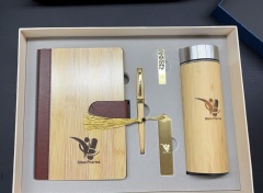 3 Piece Bamboo Business Gift Set Notebook Tumbler Pen Kit