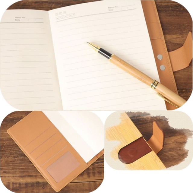 3 Piece Bamboo Business Gift Set Notebook Tumbler Pen Kit