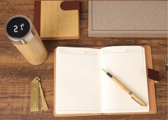 3 Piece Bamboo Business Gift Set Notebook Tumbler Pen Kit