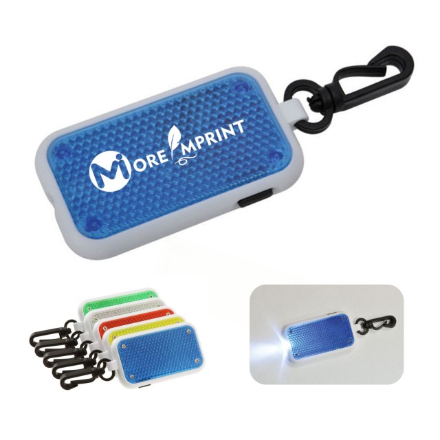 Plastic Led Keychain Safety Reflector Clip Flashlight