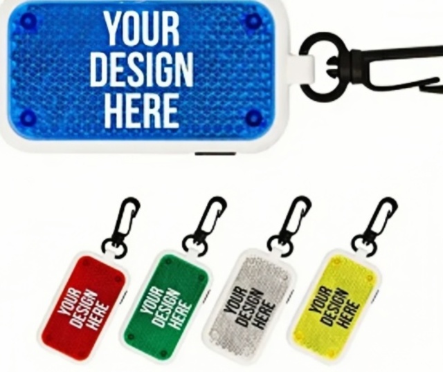 Plastic Led Keychain Safety Reflector Clip Flashlight