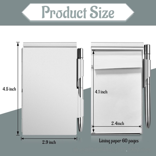 Aluminum Case Pocket Memo Journal Pen Tearable Pages Kit