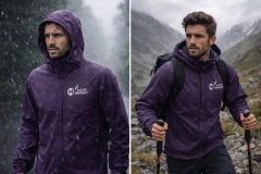 Polyester Waterproof Hooded Coat Pocket Travel Rain Jacket