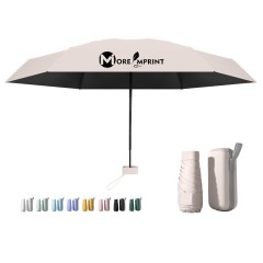 6 Ribs Folding Flat Mini Travel Sun Umbrella with Case