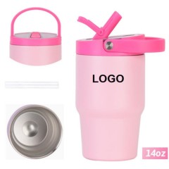 14oz Vacuum Insulated Tumbler Foldable Straw Lid