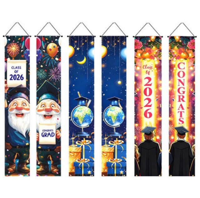 2-Piece Outdoor Vertical Door Graduation Porch Banners
