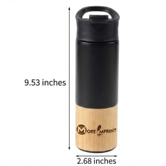 17 Oz Bamboo Travel Tumbler Steel Handle Insulated Mug