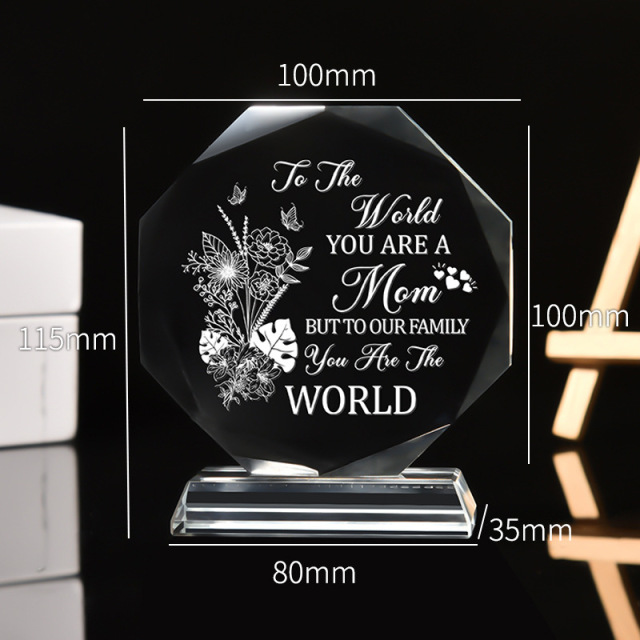 4" Engraved Crystal Trophy Award Gift with Base