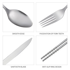 4 Piece Stainless Steel Travel Cutlery Set w/ Neoprene Pouch