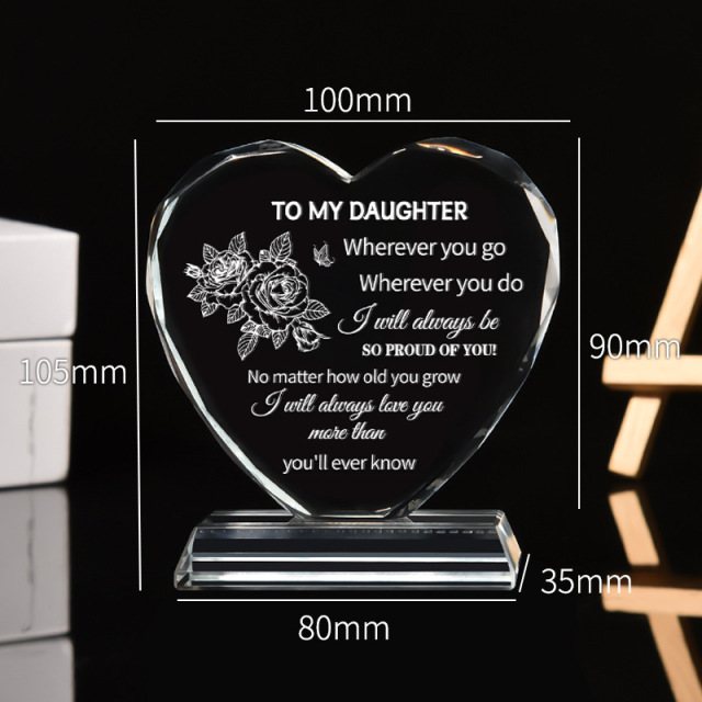 4" Engraved Crystal Trophy Award Gift with Base