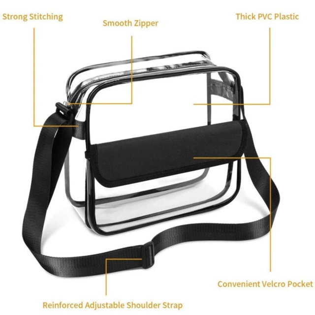 40mil Clear PVC Crossbody Adjustable Shoulder Strap Bag