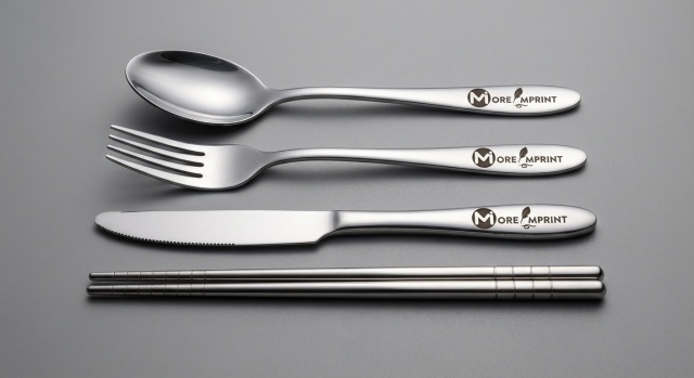 4 Piece Stainless Steel Travel Cutlery Set w/ Neoprene Pouch